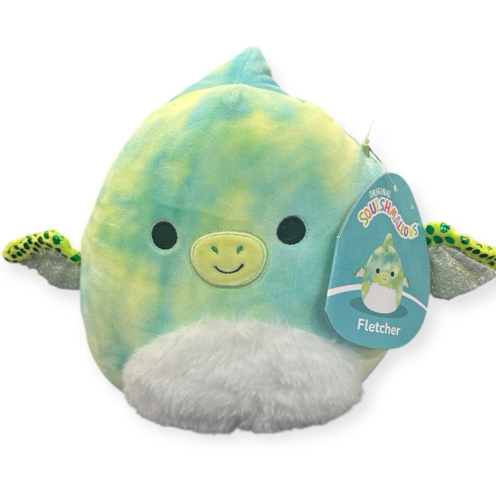 Squishmallows Fletcher The Pterodactyl Plush Toy - Green and Gray 8in NEW W TAGS - Picture 1 of 3